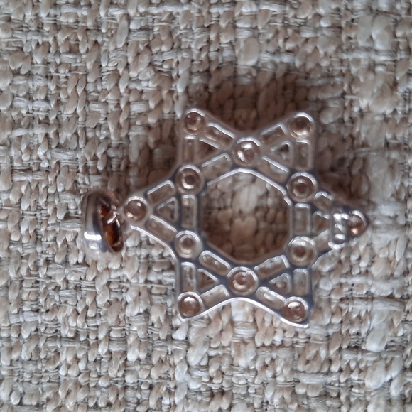 Sterling silver, clear stone baguettes and pink stone Star of David - Picture 2 of 6